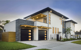 Modern Steel  Grooved Panel with Windows Down Right Side in Black Finish